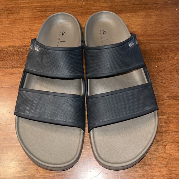 REEF OASIS Mens 13 Double Up Dark Brown EVA Comfort Cushioned Sandals Slides - Picture 2 of 4